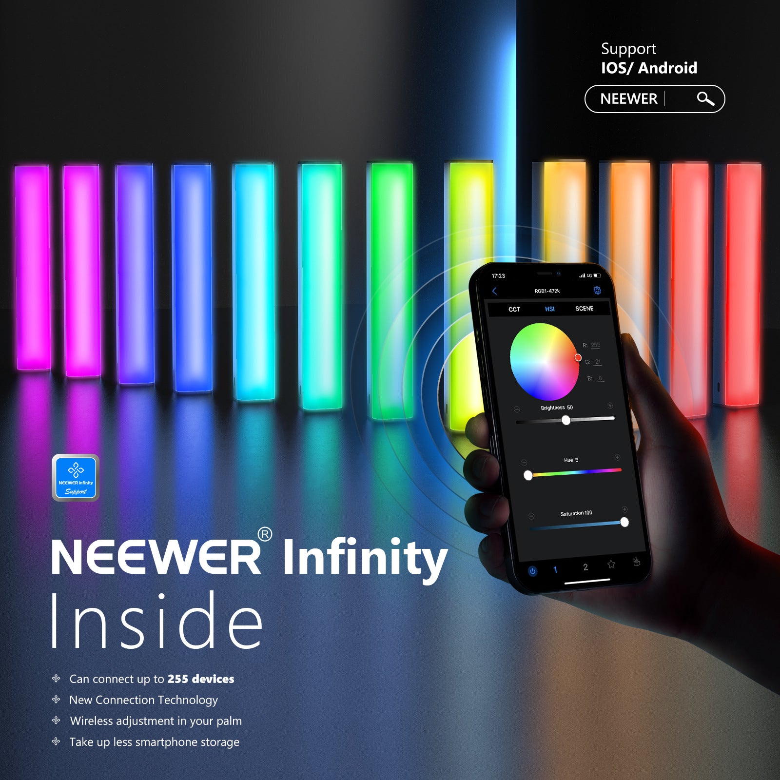 NEEWER N-46 RGB LED Video Light Stick Touch Bar Lamp APP Control Magnetic Handheld Photography Light NEEWER N-46 RGB LED Video Light Stick Touch Bar Lamp APP Control Magnetic Handheld Photography Light